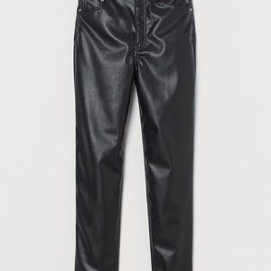 H & M Faux Leather Black Trouser 5-pocket Pants Size 8